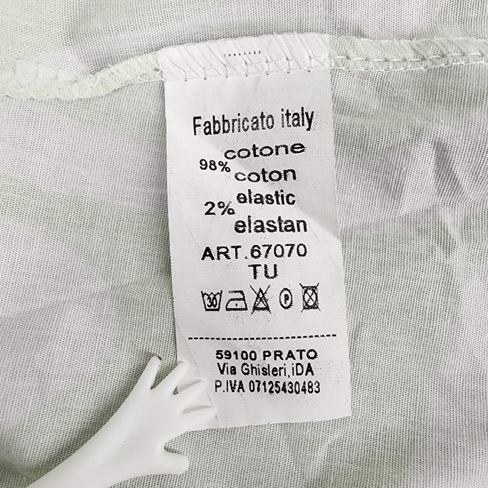 New Collection Made in Italy Print Tunic Top Women's Medium Green White V Neck - Picture 4 of 13